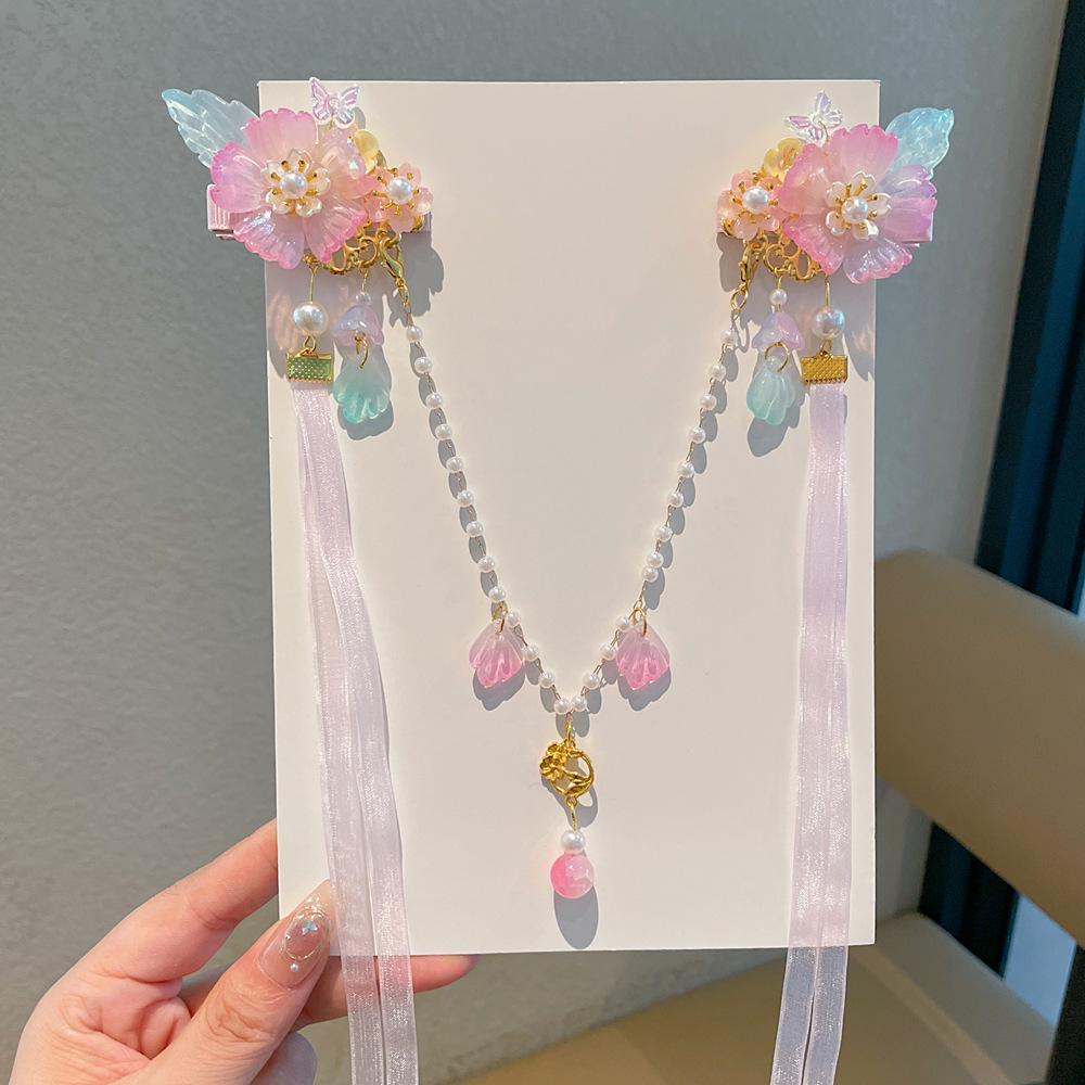Chinese Style Hanfu Hairpin Set for Girls - Includes Hair Clips, Swaying Tassels, and Butterfly Accessories