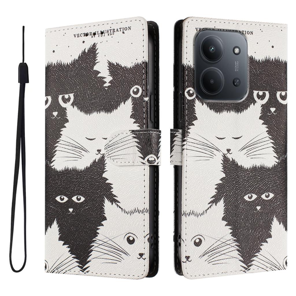 Printed Cartoon Magnetic Leather Wallet Flip Case for Redmi 15C 14C Note 14 15 13C 13 12 12C 9A A3 A4 A5 Pro 4G 5G Phone Cover