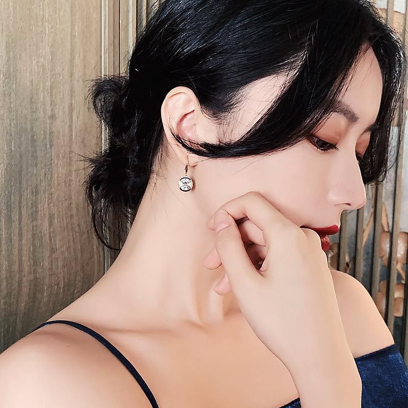 Goldtone Round Drop Earrings Alloy Rhinestone For Daily Casual Use