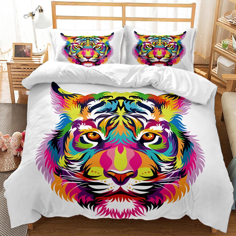 

Tiger Animal Pattern Design Digital Printing Three-Piece Bedding Set 180 * 220 (three-piece set) (90g)