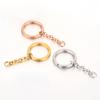 5pcs No Fade Stainless Steel Keychain with Flat Split Ring Extension Chain Clasp Circle Loop for Keyring DIY Jewelry Making