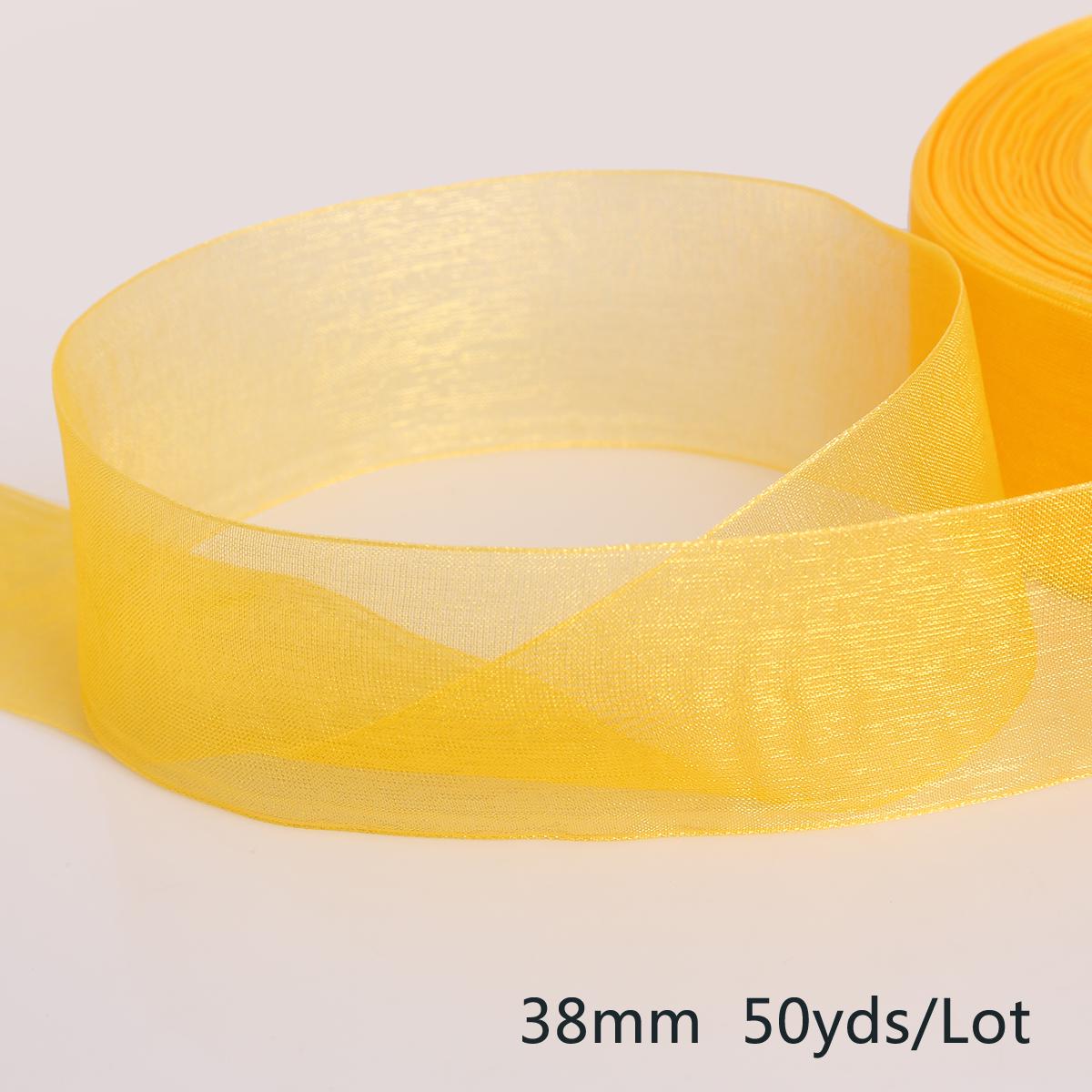 

50 ярдов/рулон, лента из ткани органзы, подарочная упаковка 38 мм для украшения вечеринки, свадьбы своими руками оранжевый