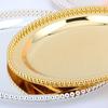 Round Nut Plates For Home Christmas Ornament Luxury Silver Gold Metal Tray Sweet Cake 25 Cm 9.8" Premium Aaaaaa