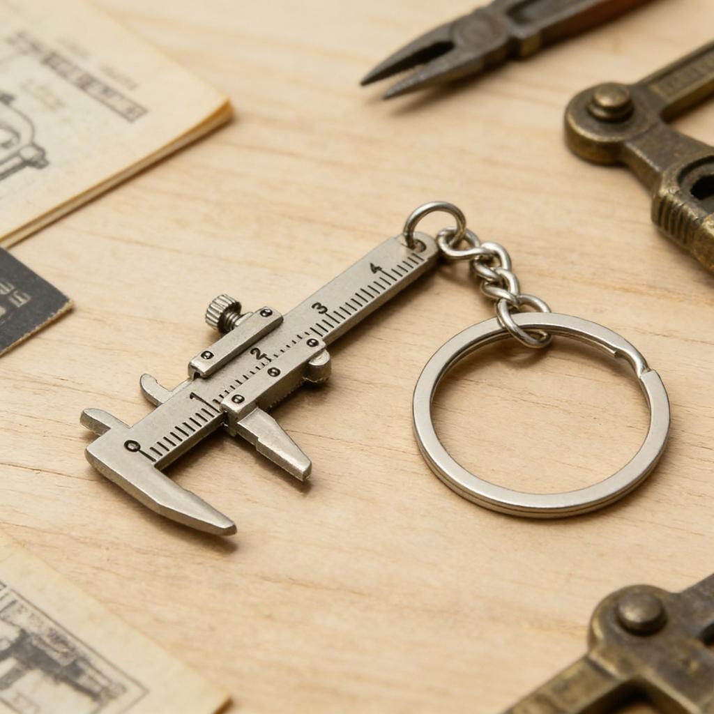 5-Pack Mini Vernier Calipers Keychains 0-40mm Metal Portable Measuring Tools for Car Turbo Keys