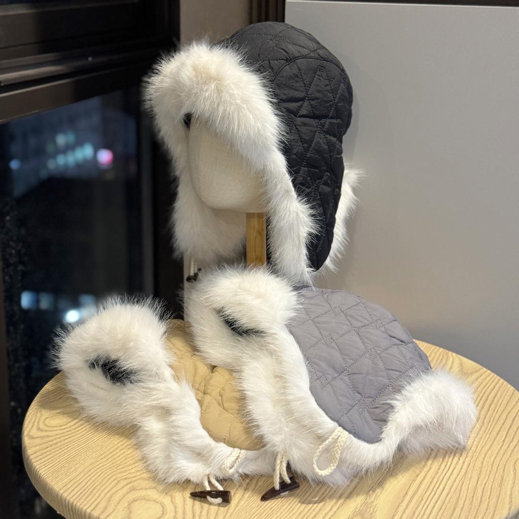 Winter Hat Women's Outdoor Windproof Warm Plush Toe Cap Plus Velvet Thickened Cold Proof Lei Feng Hat Cycling Ear Protection Hat