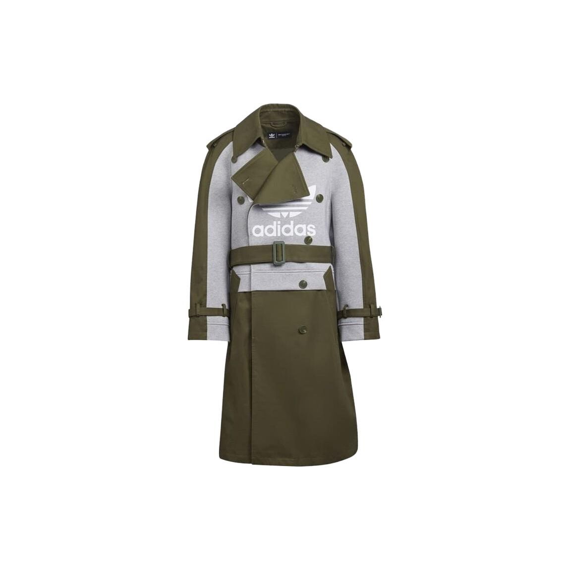 adidas Originals x Dry Clean Only Women s Logo Print Trench Coat Moss Green Grey Women H59039 S