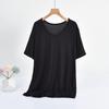 Modal V-Neck Tshirt Summer Women's Thin T-shirts Half Sleeves Solid Color Plus Size Loose Casual Tee Tops