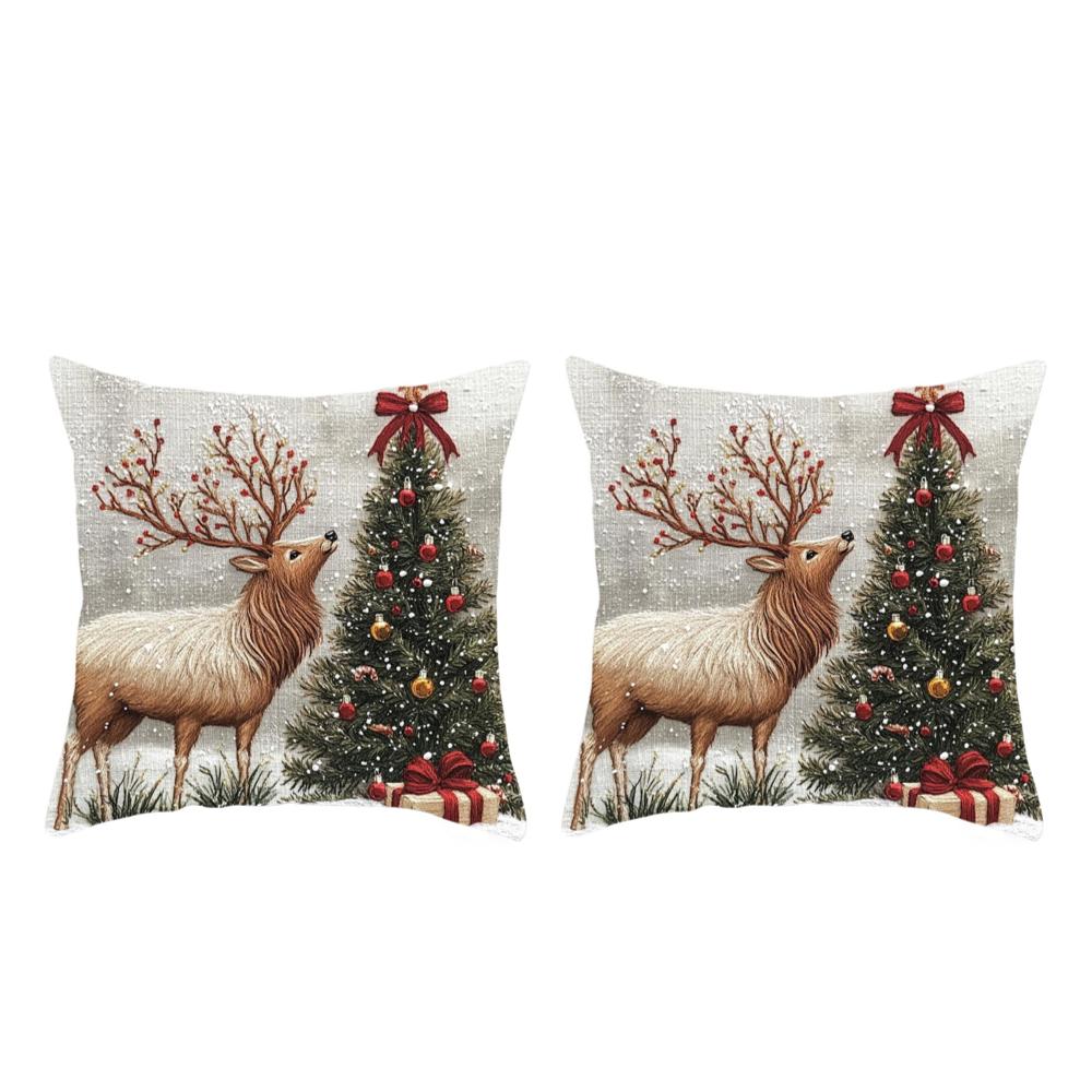 1/2/4/8PCS Festive Elk Rabbit Decorative Sofa Atmosphere Decorative Pillow 2025 NEW Christmas 2D Flat Print Pillow Cover