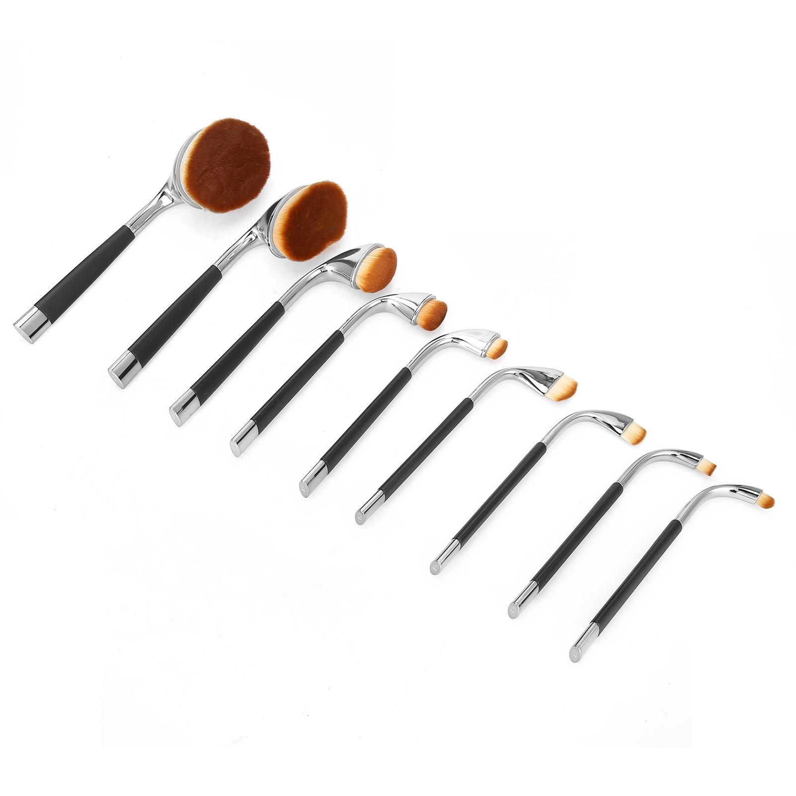 

9Pcs Makeup Brushes Special Shape Powder Sculpting BB Cream Eyeshadow Beauty Tool SuppliesAW02 Silver Black Handle