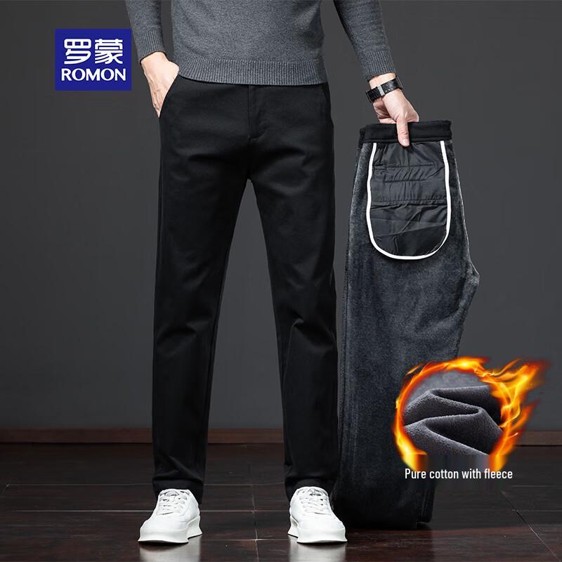 ROMON Men's Autumn/Winter Cotton Blend Straight Fit Trousers