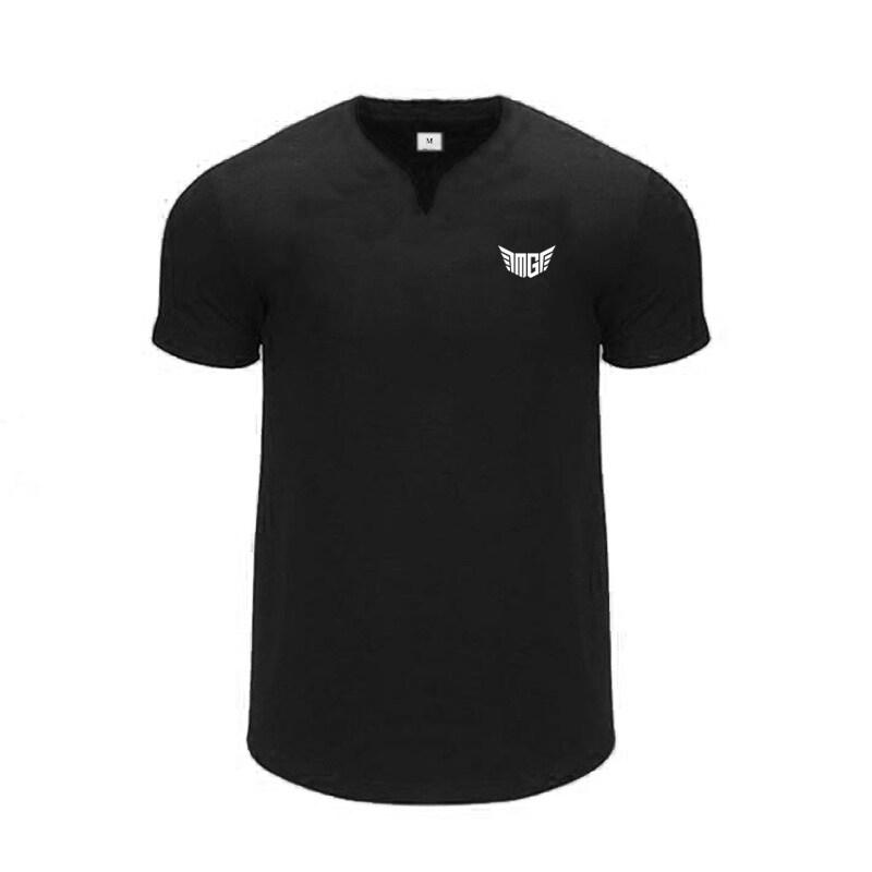 

Muscleguys новая брендовая одежда для спортзала, футболка для фитнеса и бега, мужская футболка с v-образным вырезом, хлопковые спортивные рубашки для бодибилдинга, топы, летние модные повседневные футболки L чёрный