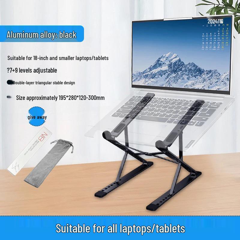 N8 Aluminum Alloy Laptop Stand: Adjustable, Foldable, Double-Layer Riser with Heat Dissipation.