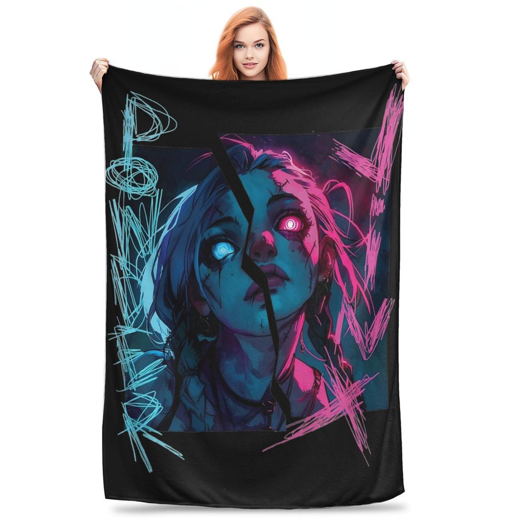 Sevika Arcane Movie Jinx Blankets Flannel Spring Autumn Breathable Super Soft Throw Blankets for Home Couch Bedding Throws