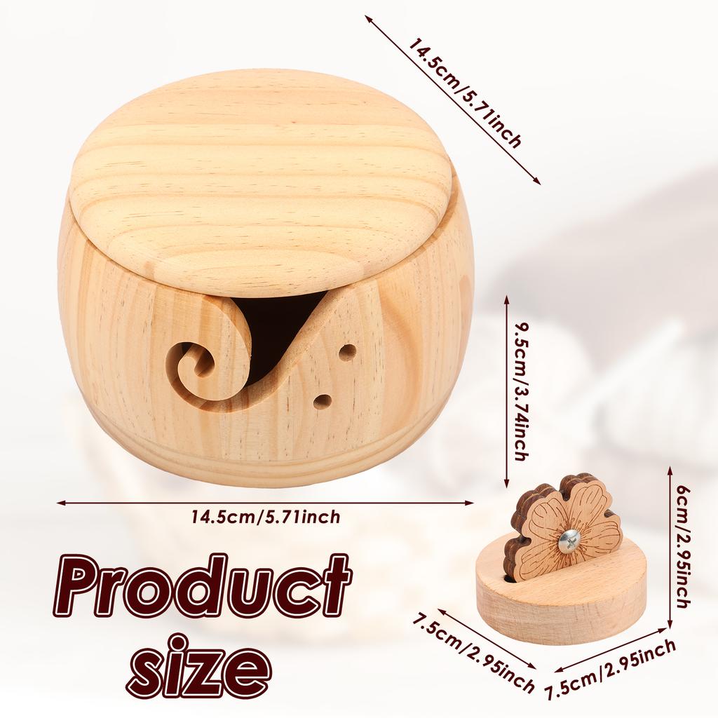 Wooden Yarn Bowl Holder Crochet Yarn Bowl with Lid Efficient Knitting Yarn Bowl Storage and Thread Cutter Yarn Bowl Set for DIY
