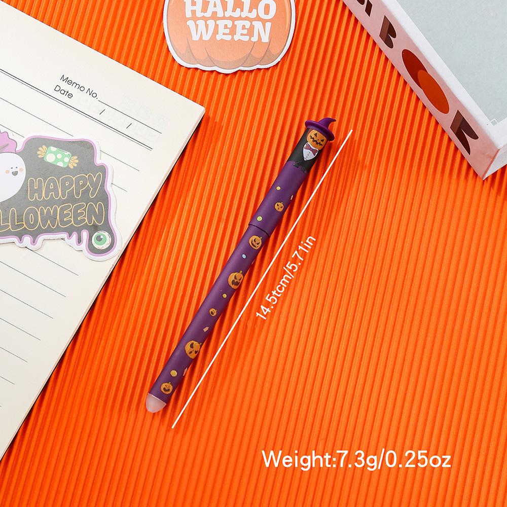 1-6Pcs Halloween Erasable Gel Pens, 0.7mm Click Retractable Pen Set, Cute Ghost Pumpkin Bat, Student School Office Writing Gift