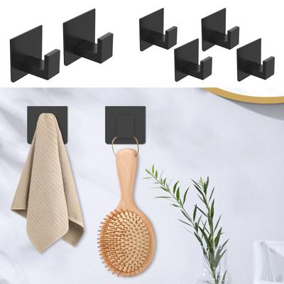 2-6Pcs Self Adhesive Bathroom Wall Hook Stainless Steel Strong Adhesive Towel Coat Hanging Rack Kitchen Bathroom Clothes Hook