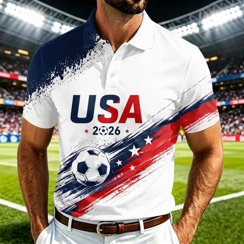 Men's USA Short Sleeve Shirt, Quick-Dry Lightweight Mesh Breathable, Sports Graphic Print for Casual and Athletic Wear