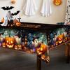 1 rectangular tablecloth, pumpkin-themed vintage Halloween tablecloth, bat and ghost vintage stylezyc