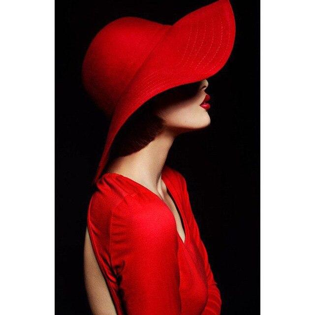 5D diamantová malba ženy Celokulatý vrták Mozaika Diamantové vyšívání "Květinový klobouk krása" Dárek do domácnosti