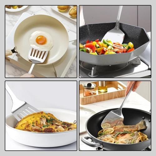 Kasanidika Spatel, Wender, Wok-Spatel, Edelstahl, Spülmaschinenfest, 31,5 cm, Silber