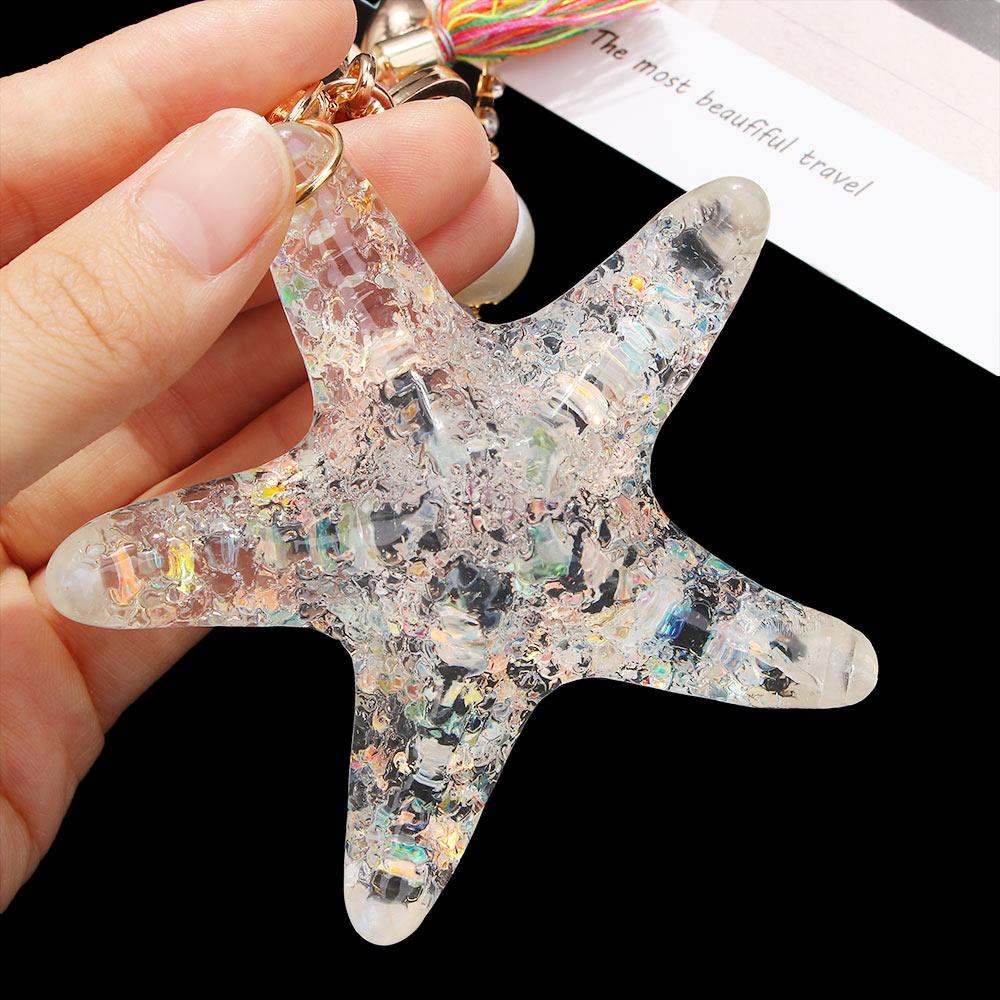 Crystal Women Starfish Accessories Shell Pearl Shell Keychain Key Chains Starfish Keychain Key Ring