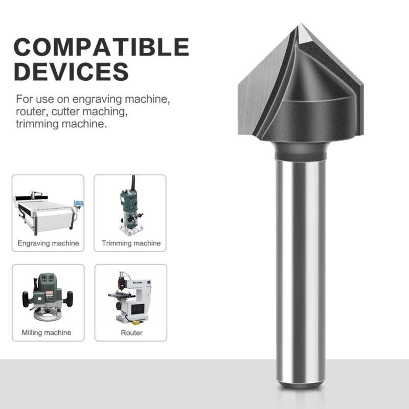 90 Degree V Trench Routers Bit Tungstens Carbides Woodworking Tool For Precise Edging And Grooving