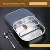 304 Food Grade Stainless Steel Meal Plate Divided with Lid Adult Three Compartment Lunch Box School Student Fast Food Plate