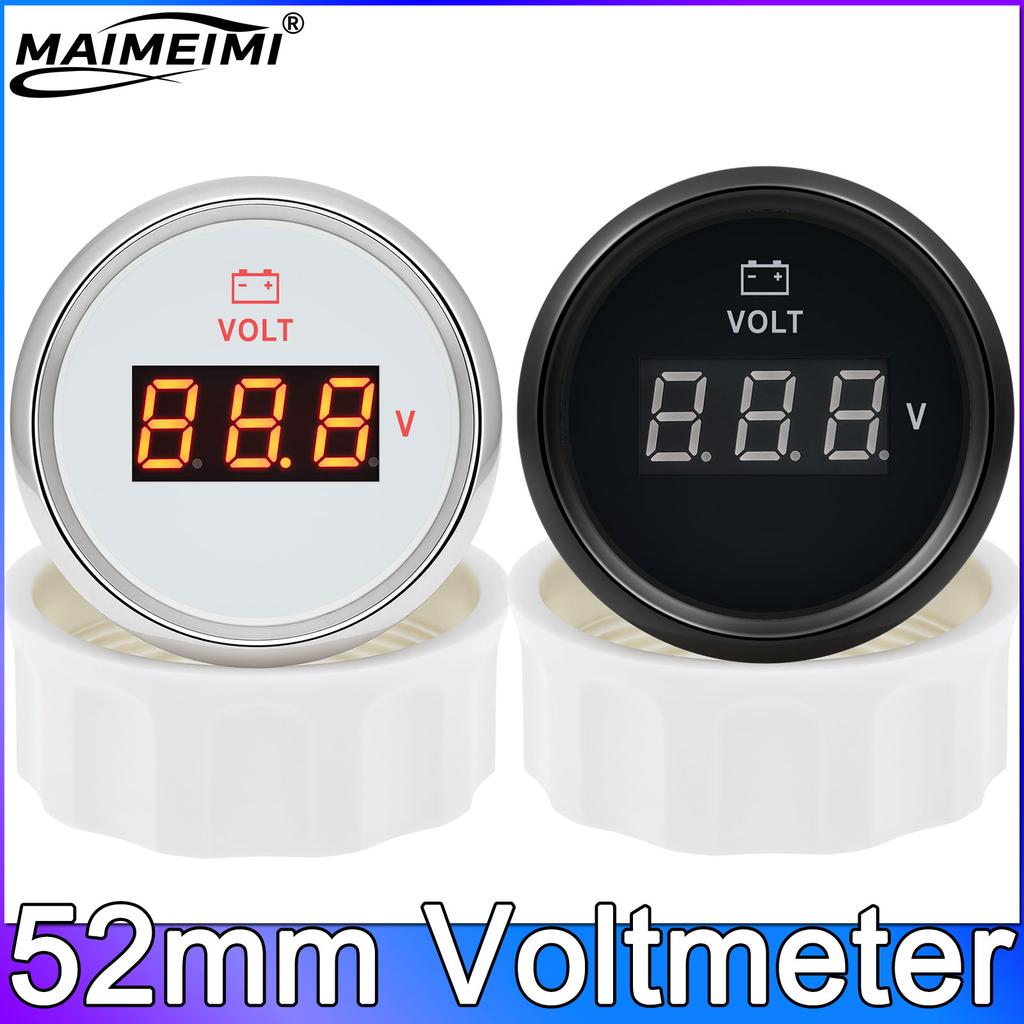 52mm Voltmeter Universal Electrical Car Truck 8-16V 18-32V 9-32V with Red Backlight 12V 24V for Car Boat
