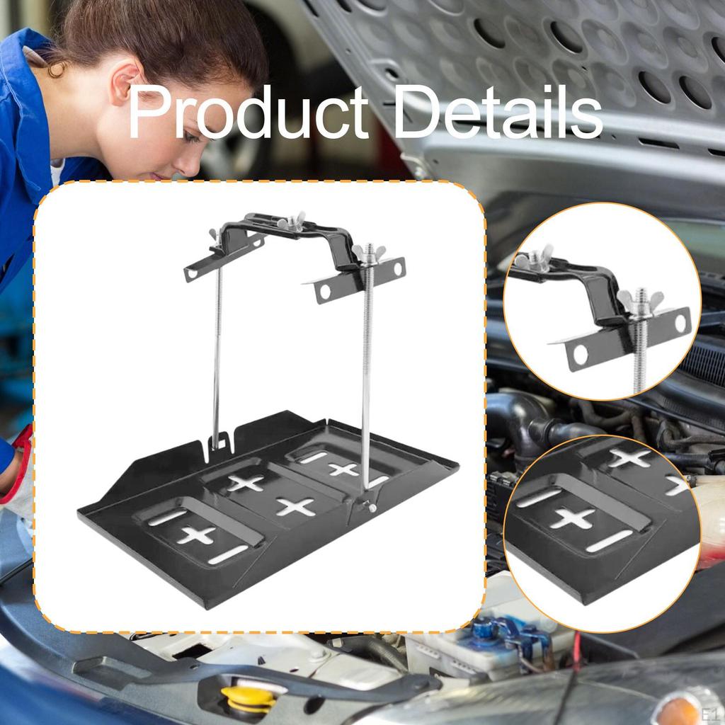 Battery Hold Down Tray Kit, Adjustable Bracket Clamp, Sturdy Iron Holder for Car Marine