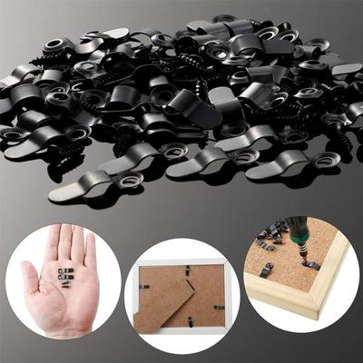 Metal Picture Frame Turn Buttons Fasteners with Screws, Turn Buttons for Picture Frames, Hardware Backing Clips for Hanging Photos Drawings Posters