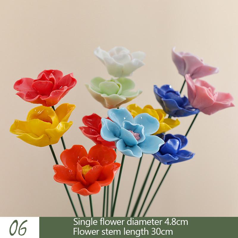 5X Artificial Flower Ceramic Handmade Fake Flower Creative Art Floral Home Decor Party Wedding Garden Decor Valentine's Day Prop