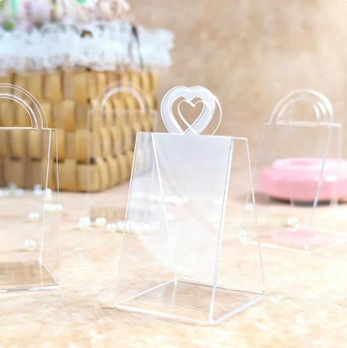 13 Piece  Wedding Party High-end Table Arrangement Plastic Triangular Handle Basket Gift Box Transparent Acrylic Candy Box Bags Holiday Gift Basket