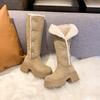 Upgraded Version~ Autumn and Winter Two Wear Round Head Thick Heel Heightening Pile Boots 2025 Suede Thickened Fur Warm Snow Boots