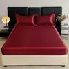 3PCS/1 Set Luxury Satin Fitted Sheet Set Satin Elastic  Silk Bed Cover Sheet Solid Mattress Cover 1 Bed Sheet with 2 Pillow Cover