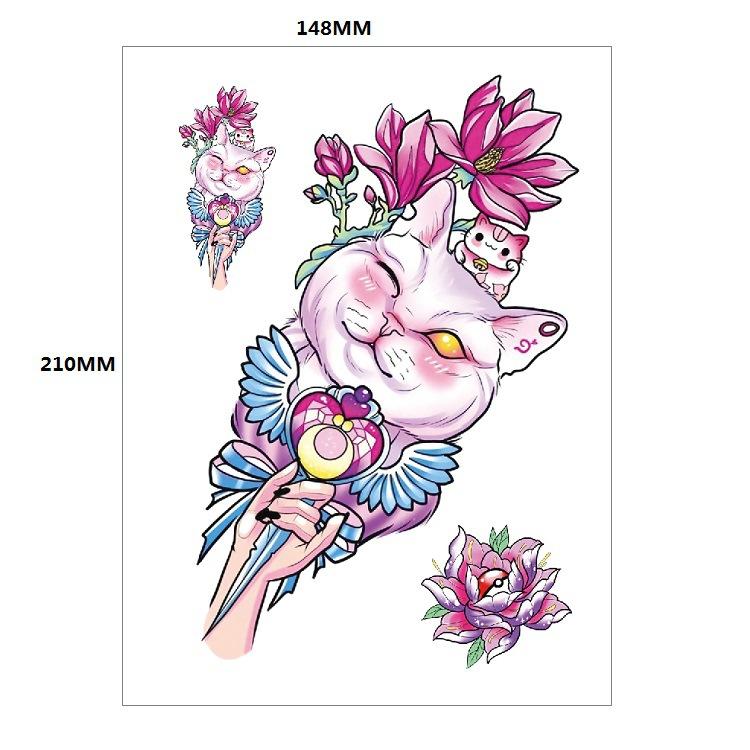 Traditionelle schöne Frau Charakter Tränen Geisha Farbe Wasser Transfer Blume Arm Anti-Real Tattoo Aufkleber Tattoo