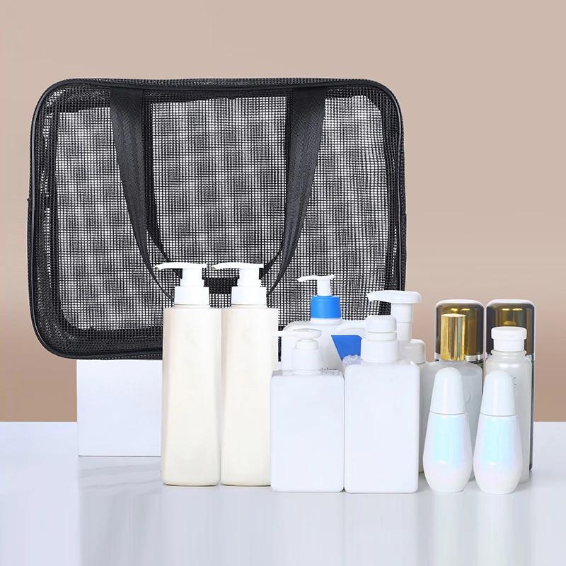 Mesh Wash Strandtasche Männer Frauen tragbare Hand Reise Lagerung Kosmetiktasche schwarz Fitness Bad Tasche Bad Organizer