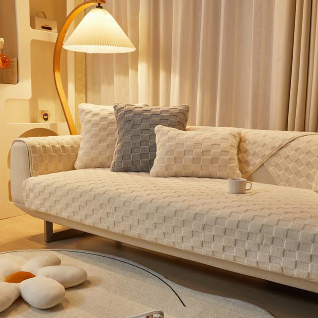 Winter Sofa Covers Towel Soft Plush Jacquard Housse Canape Dangle Couch Cover For Living Room Bay Window Pad L -Shaped Sofa Decor