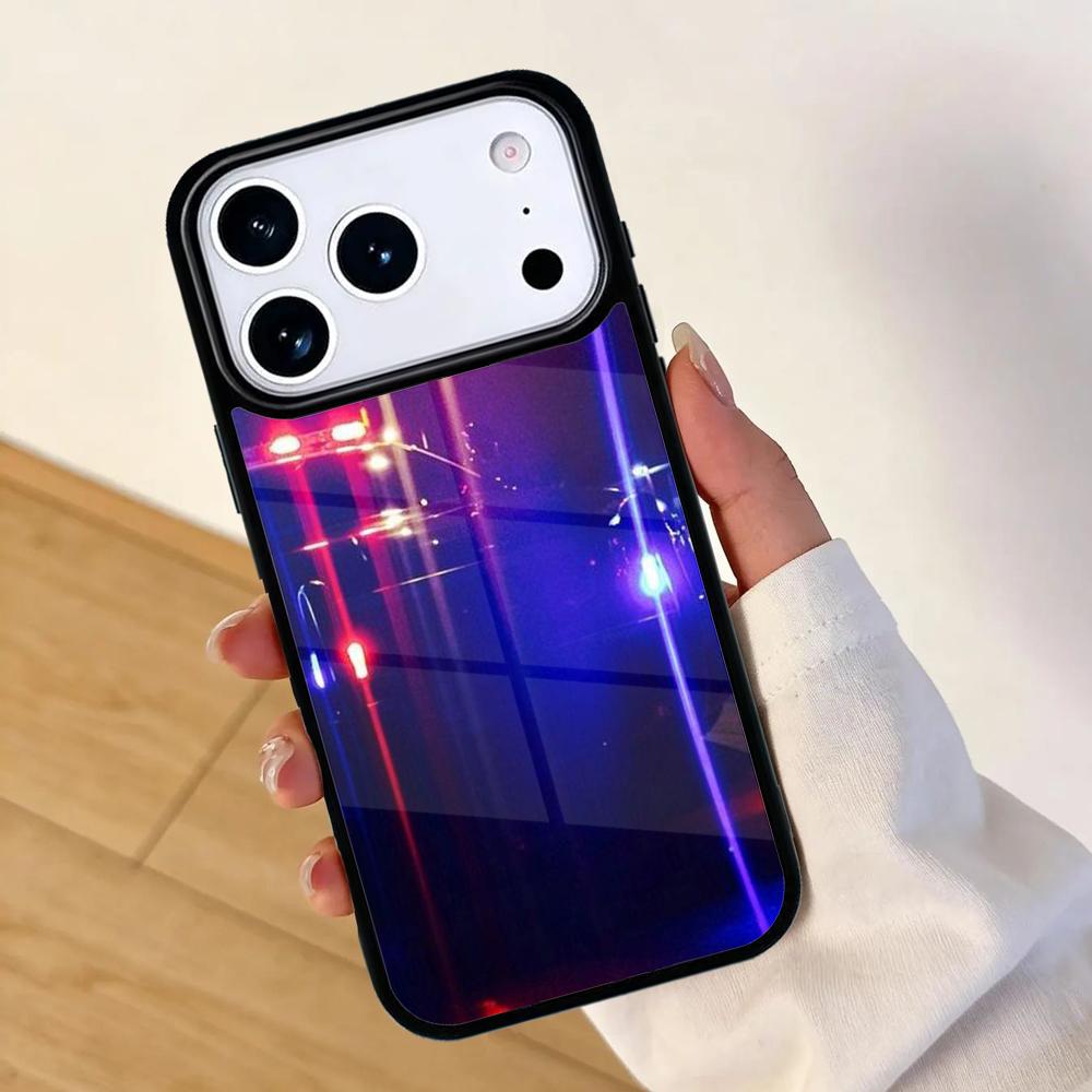 Police Cars Light At Night Mobile Phone Case for IPhone 17 AIR 16pro Max 15 14 13 12 11 Bumper Cover