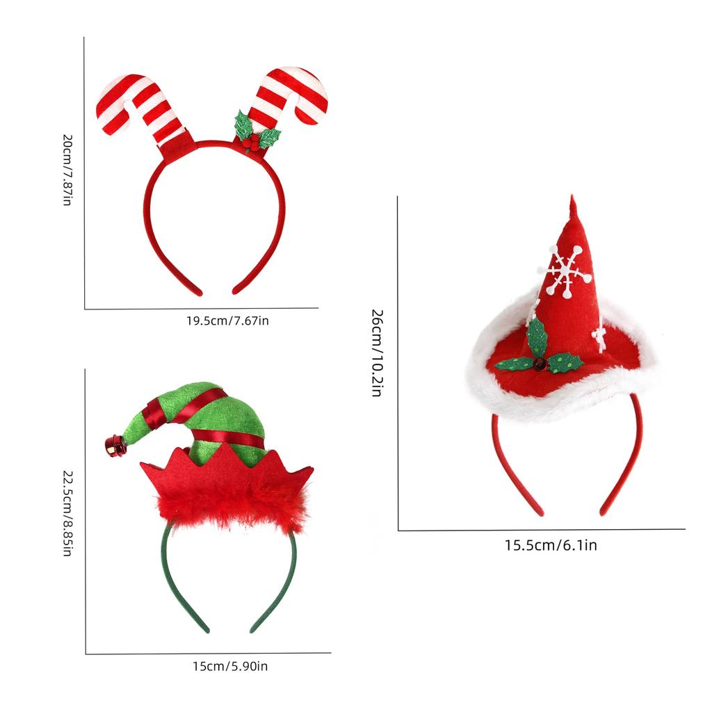 Augsion Christmas Headband, Reindeer, Santa, Christmas Tree Headband, Hair Ornament, Photo Prop, Christmas Party Decoration, Accessory, Cosplay (SET1)