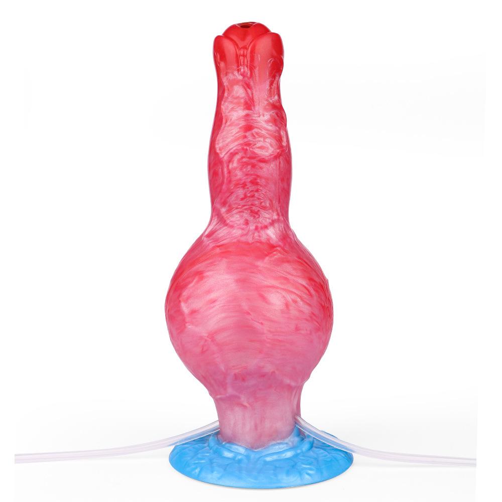Dragon Flame Inflatable Silicone Dildo with Water Spray and Dog Knot Design for Women