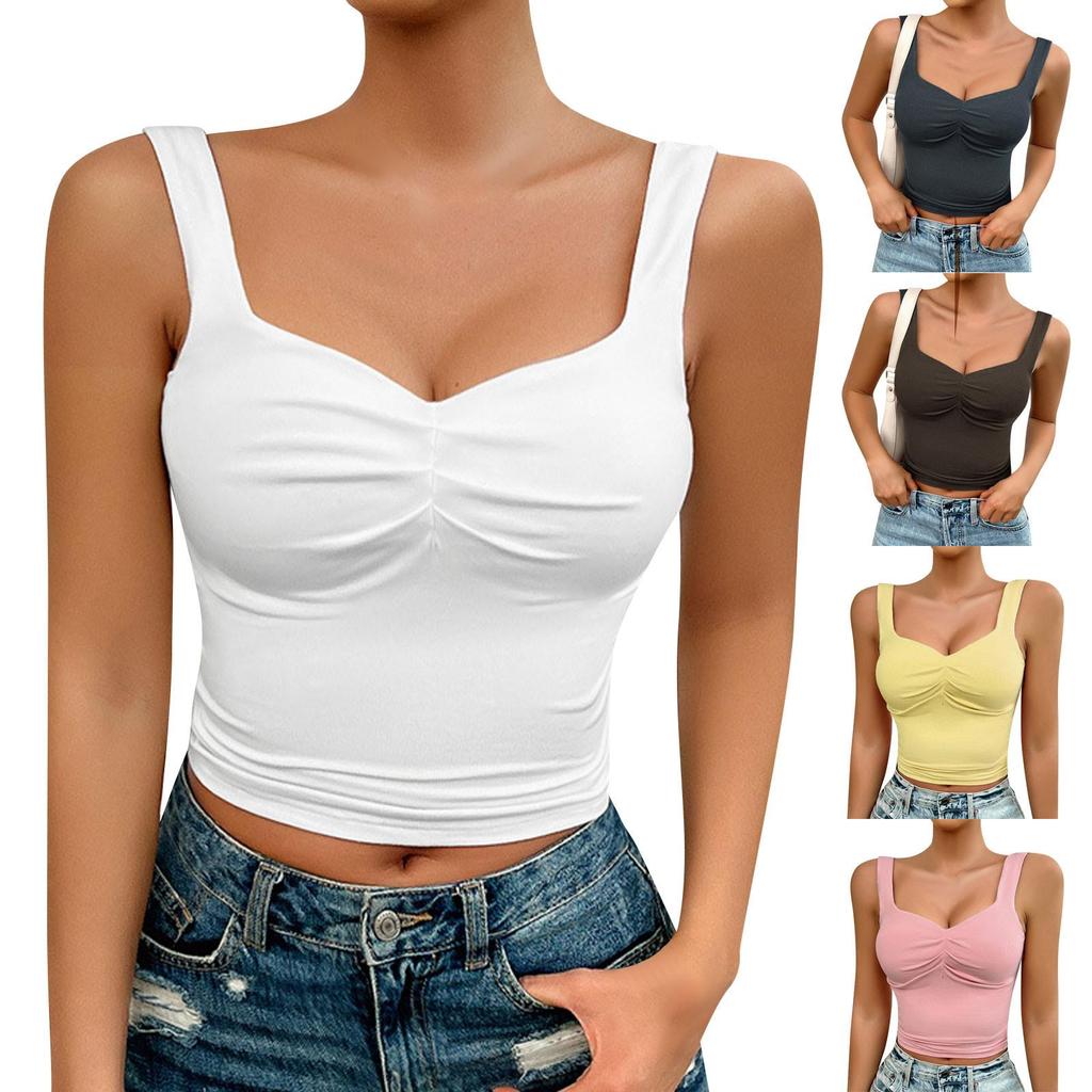 Damen Sommer Einfarbig Schlank Camisole Twisted Ärmelloses Top Tank Top