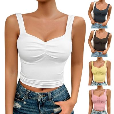 Women's Summer Solid Color Slim Camisole Twisted Sleeveless Top Tank Top