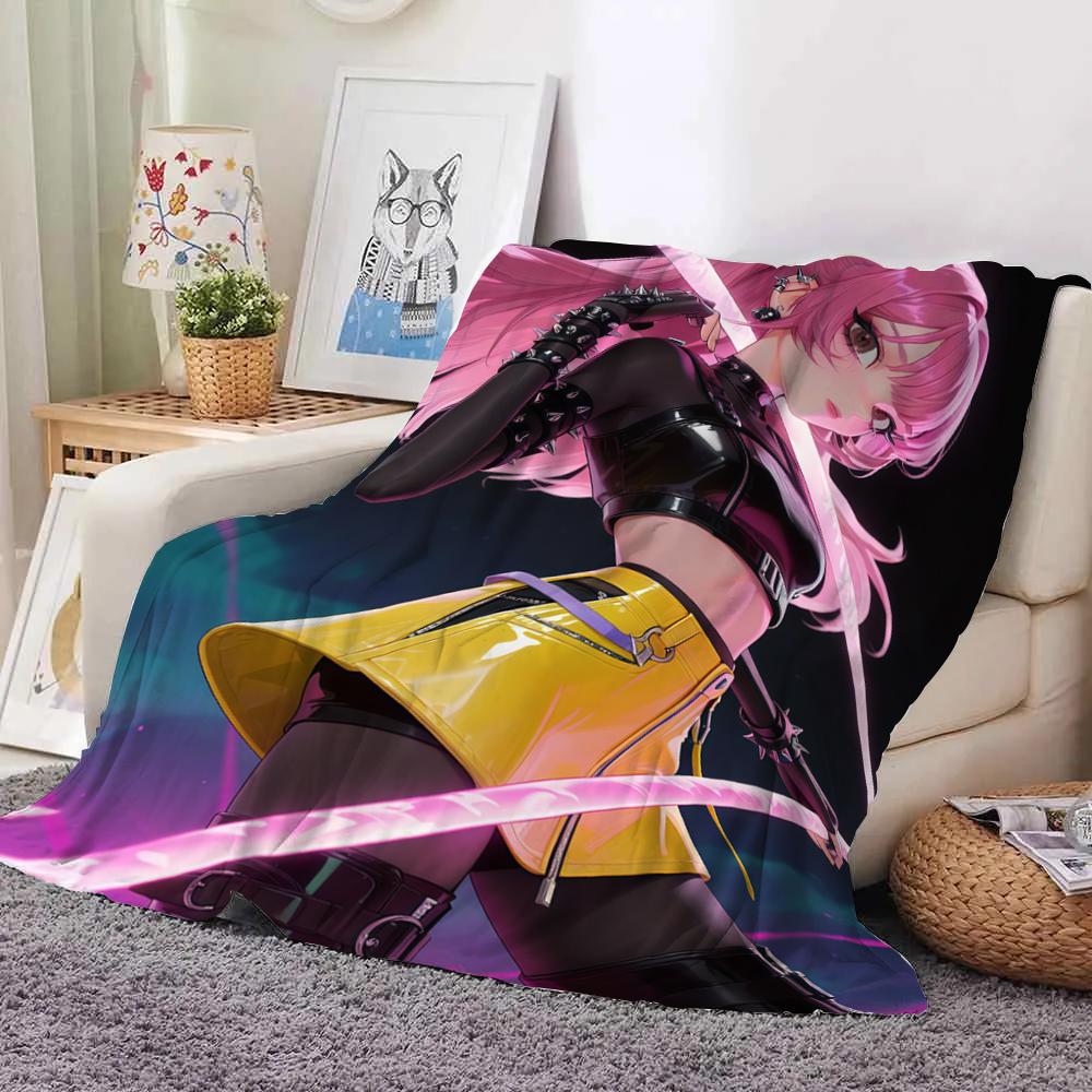 KPop Demon Hunters Anime girl on the blanket: colorful image, dreamy pattern, warm and warm