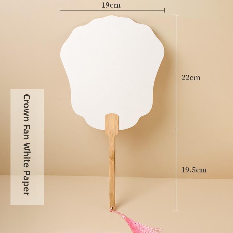 Thiened Blank Xuan Paper Calliaphy Fan DIY Material Kit Hand-Painted Cultural Creative Fan round ape Bamboo Frame