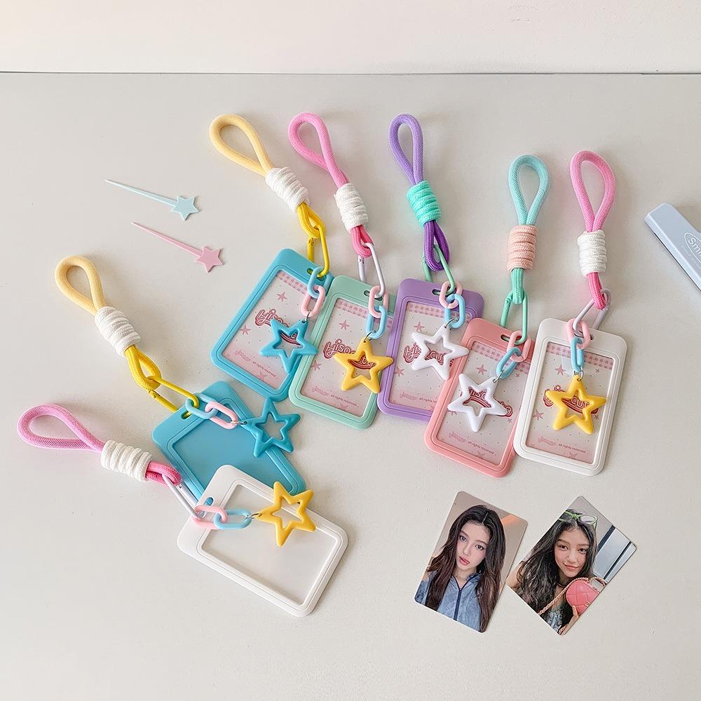 Star Pendant Photos Protective Cover Sliding Cover ID Card Storage Cute Students Card Holder