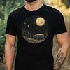 Men's T-Shirt Wild Boar In Moonlight Motif Cotton Size XS To 5XL