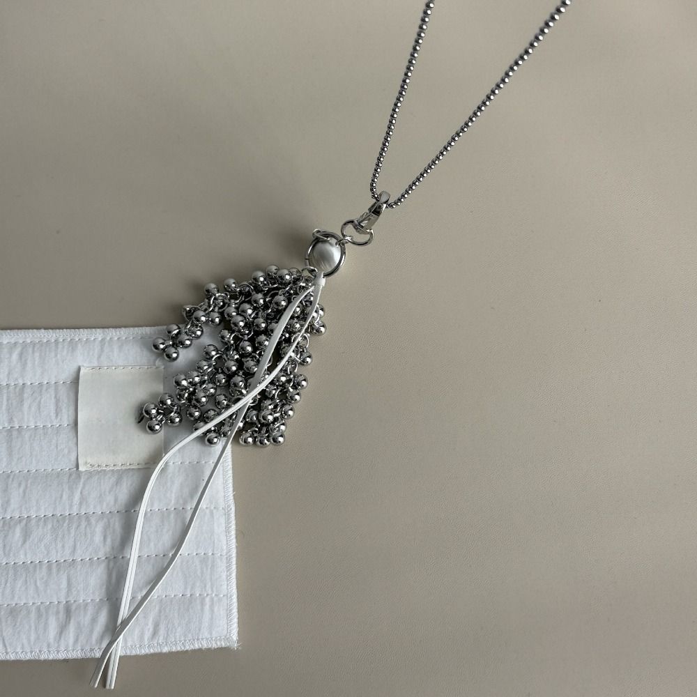 Chic Metal Necklace Titanium Steel Beads Pedant Necklace Beaded Grape Necklace  Clothes Decor