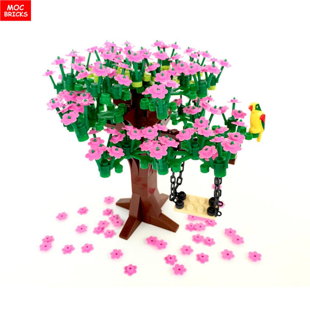 MOC Bricks Green Tree Series Construction Building Blocks Plant City Garden Street Lake View Park Jungle Christmas Toys For Kids