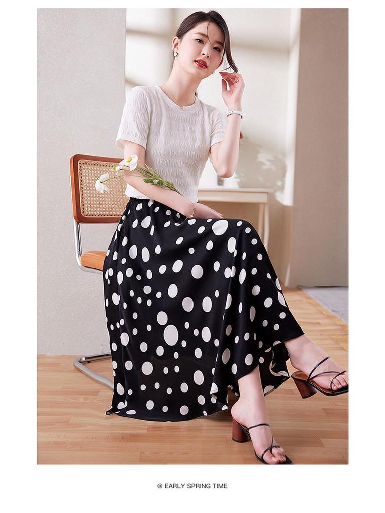Women's Summer Floral Chiffon A-Line Skirt: Stylish, Fashionable, Elastic Waist, Flattering Design