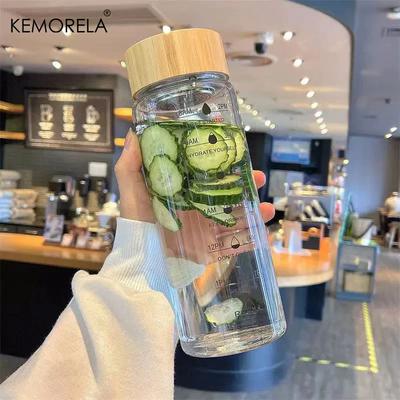 700ML Glass Water Bottle With Time Scale And  Stainless Steel Tea Filter Glass Mug High-End Simple Student Travel Drinking Cup